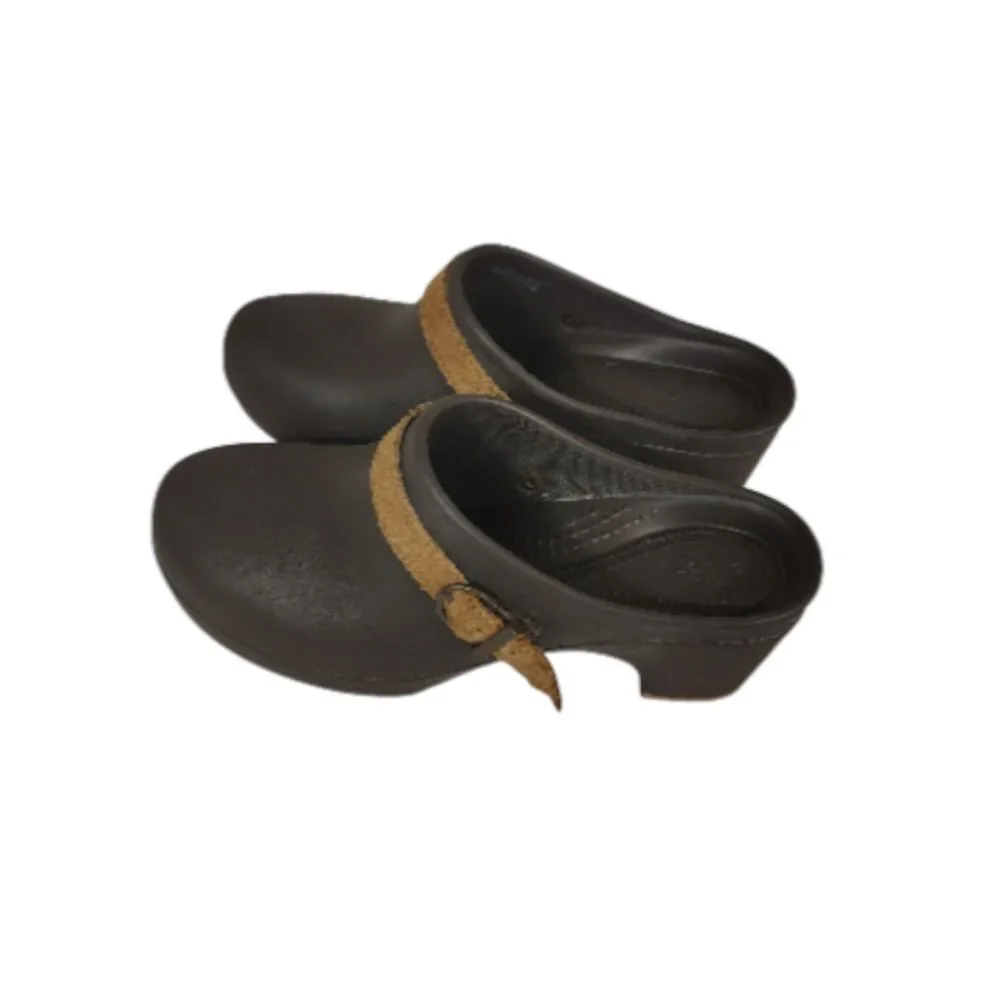 Crocs Womens Cottagecore Granola Platform Clog Mules Size 8 Brown Chunky Strap - Picture 3 of 9